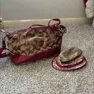 Coach Brown and Red Crossbody Bag vintage